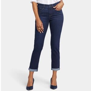 NYDJ Margot Girlfriend Cuffed Palace Blue Denim Jeans - Sz 8, NWT